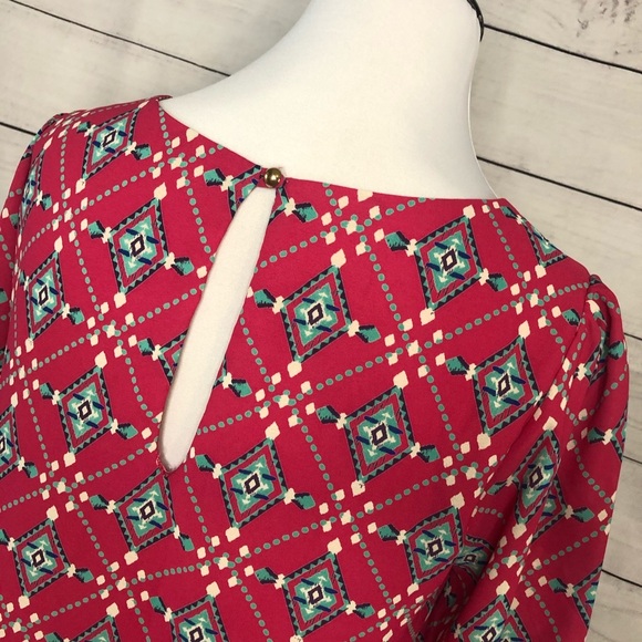 Everly shift dress -pink and teal diamond pattern - Size Small - Picture 6 of 8